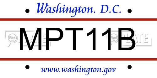 MPT11B District Of Columbia License Plate