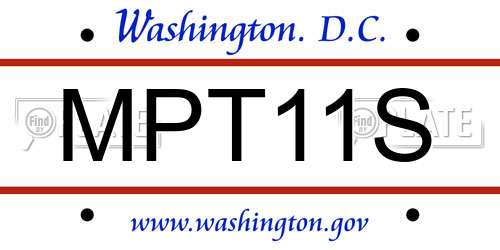 MPT11S District Of Columbia License Plate