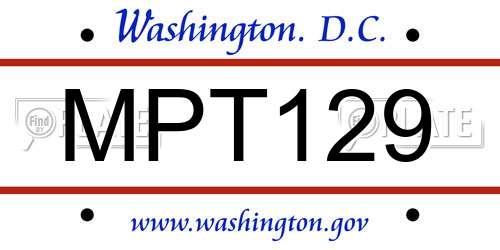MPT129 District Of Columbia License Plate