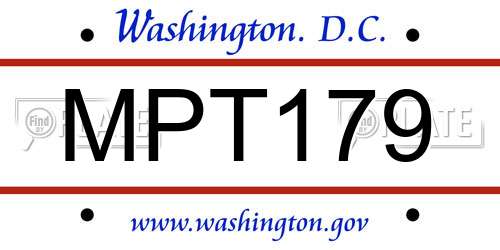 MPT179 District Of Columbia License Plate