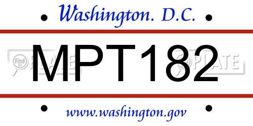 MPT182 District Of Columbia License Plate