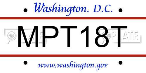 MPT18T District Of Columbia License Plate