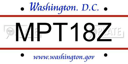 MPT18Z District Of Columbia License Plate
