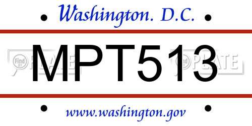 MPT513 District Of Columbia License Plate