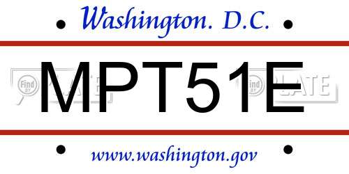 MPT51E District Of Columbia License Plate