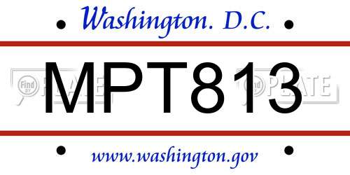 MPT813 District Of Columbia License Plate
