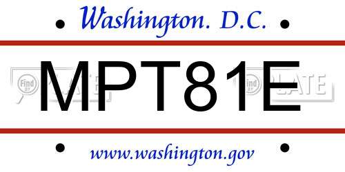 MPT81E District Of Columbia License Plate