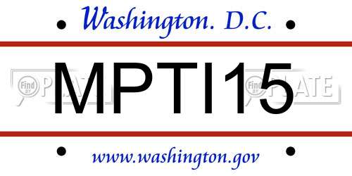 MPTI15 District Of Columbia License Plate