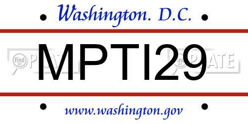 MPTI29 District Of Columbia License Plate