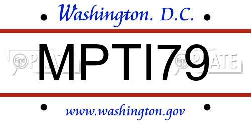 MPTI79 District Of Columbia License Plate