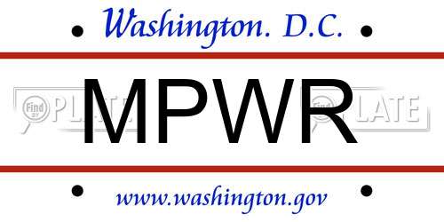 MPWR District Of Columbia License Plate