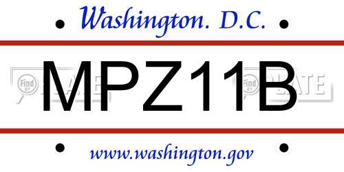 MPZ11B District Of Columbia License Plate