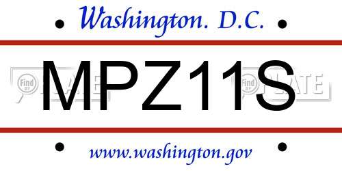MPZ11S District Of Columbia License Plate