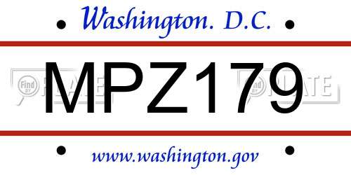 MPZ179 District Of Columbia License Plate