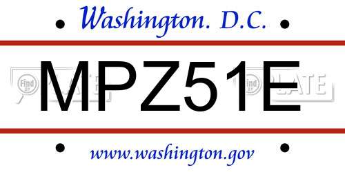 MPZ51E District Of Columbia License Plate