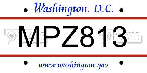 MPZ813 District Of Columbia License Plate