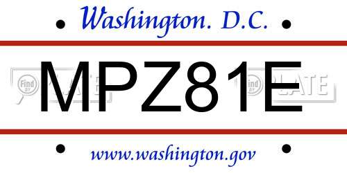 MPZ81E District Of Columbia License Plate