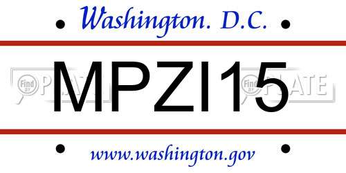 MPZI15 District Of Columbia License Plate