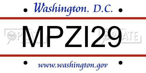 MPZI29 District Of Columbia License Plate
