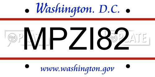MPZI82 District Of Columbia License Plate