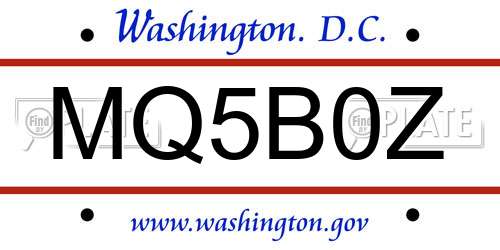 MQ5B0Z District Of Columbia License Plate