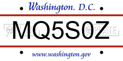 MQ5S0Z District Of Columbia License Plate