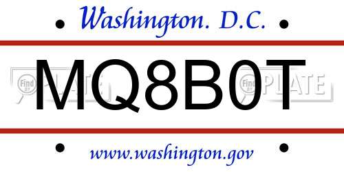 MQ8B0T District Of Columbia License Plate