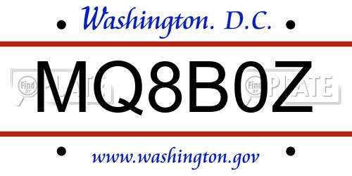 MQ8B0Z District Of Columbia License Plate