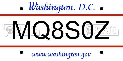 MQ8S0Z District Of Columbia License Plate