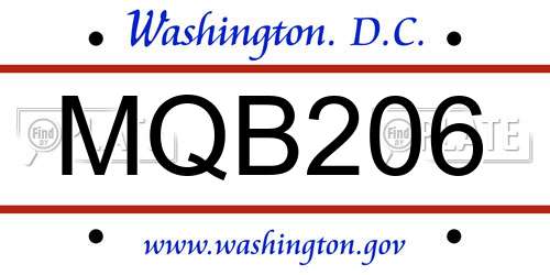MQB206 District Of Columbia License Plate