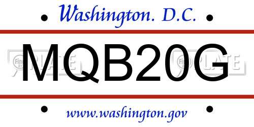 MQB20G District Of Columbia License Plate