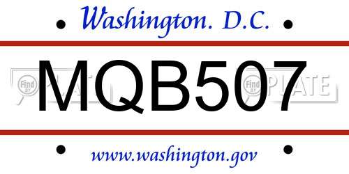 MQB507 District Of Columbia License Plate