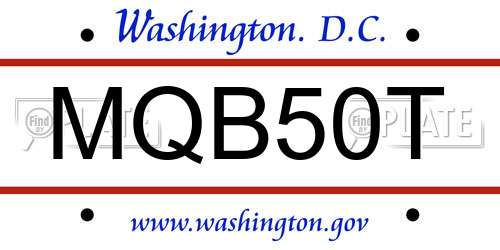 MQB50T District Of Columbia License Plate