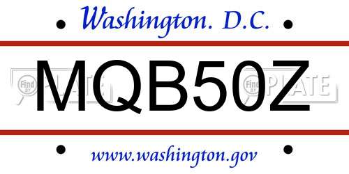 MQB50Z District Of Columbia License Plate