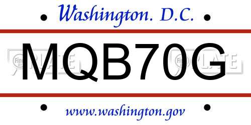 MQB70G District Of Columbia License Plate