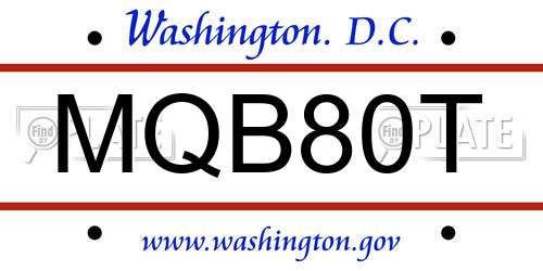 MQB80T District Of Columbia License Plate