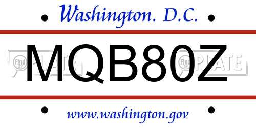 MQB80Z District Of Columbia License Plate