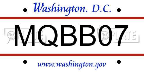 MQBB07 District Of Columbia License Plate