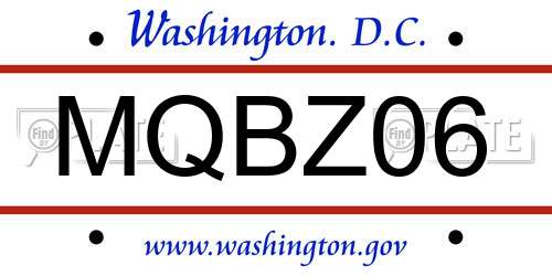 MQBZ06 District Of Columbia License Plate