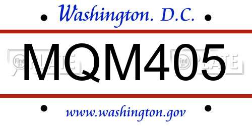MQM405 District Of Columbia License Plate