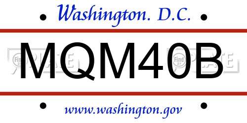 MQM40B District Of Columbia License Plate