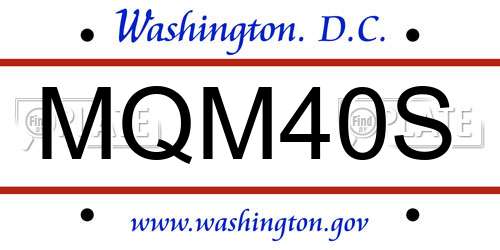 MQM40S District Of Columbia License Plate