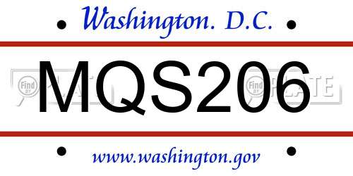 MQS206 District Of Columbia License Plate