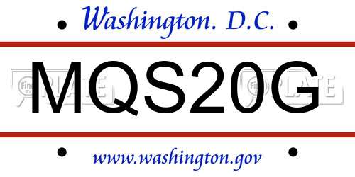 MQS20G District Of Columbia License Plate