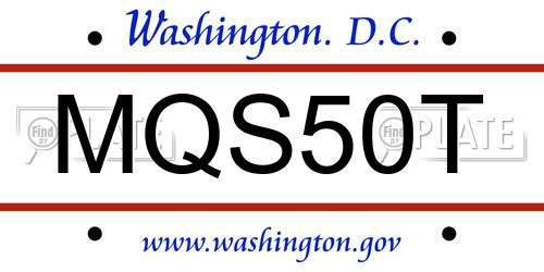 MQS50T District Of Columbia License Plate