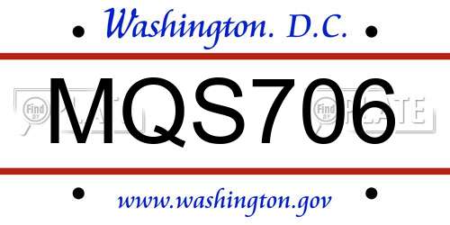 MQS706 District Of Columbia License Plate