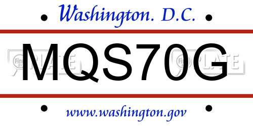 MQS70G District Of Columbia License Plate