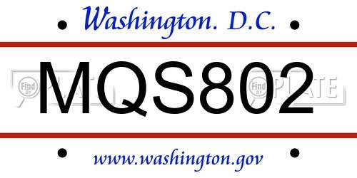 MQS802 District Of Columbia License Plate
