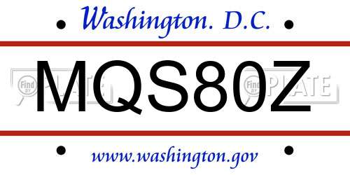 MQS80Z District Of Columbia License Plate