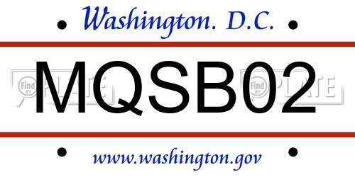 MQSB02 District Of Columbia License Plate
